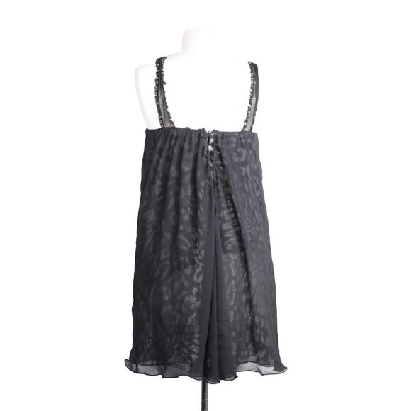 BCBGMaxazria Womens 0 Black Anika Silk Party Dress Gold Crystals Beaded IML6N481 - Picture 8 of 13